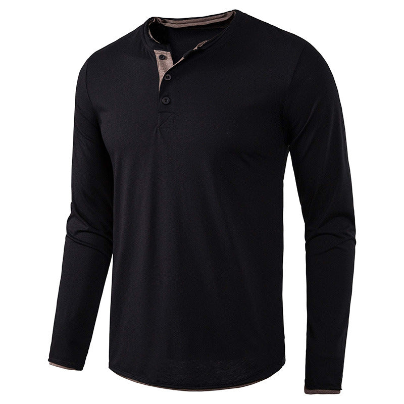 ZLLKL 2025 Hot trade men's long-sleeved men's clothes, autumn t-shirt men's t-shirt solid color Henry clothing customization