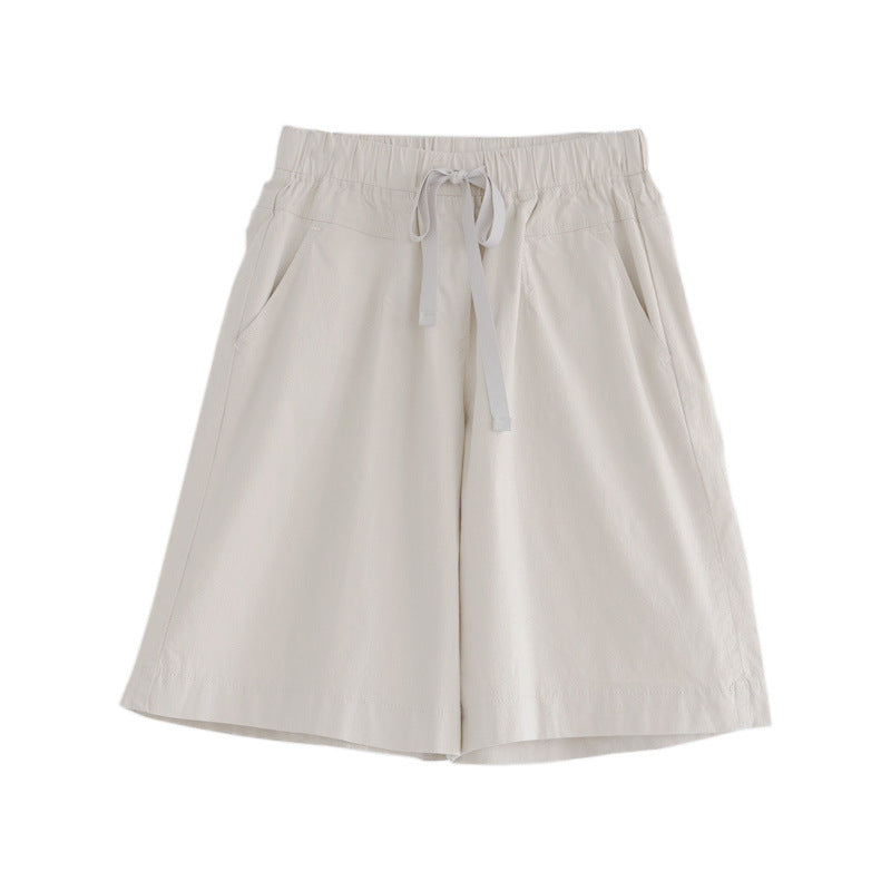 ZllKl Cotton Shorts Women's Loose Shorts Summer Thin High Waist 100.00kg plus Size Casual Pants Women's Wide Leg Slimming Middle Pants
