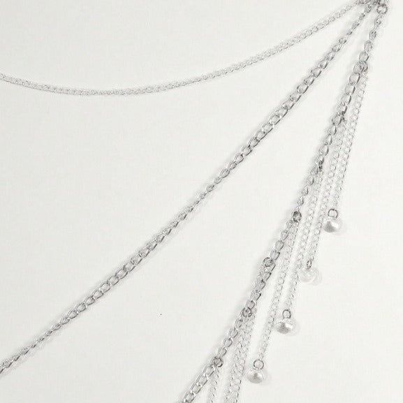 FB3416 2025 waistchain simple personality versatile multi-strip transparent bead fringed chain pendant waist chain waist decoration