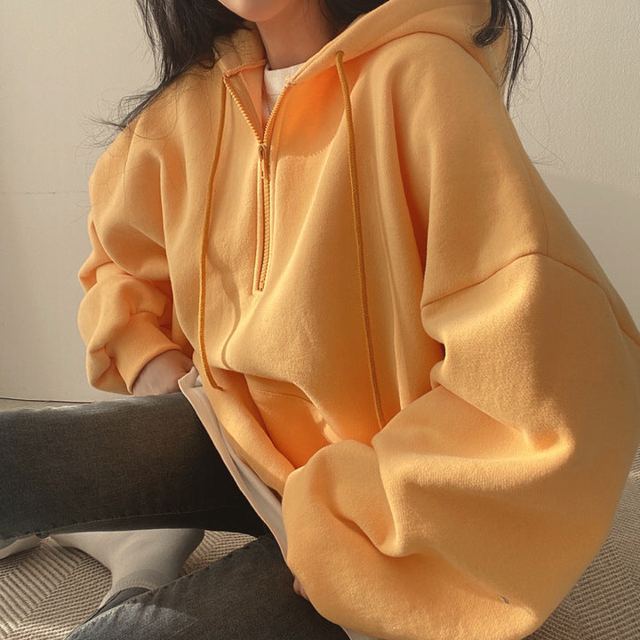 ZLLKL 2025 Wholesale sweater women's new ins Harajuku zipper loose and thin spring, autumn and winter thickened and velvet trendy brand