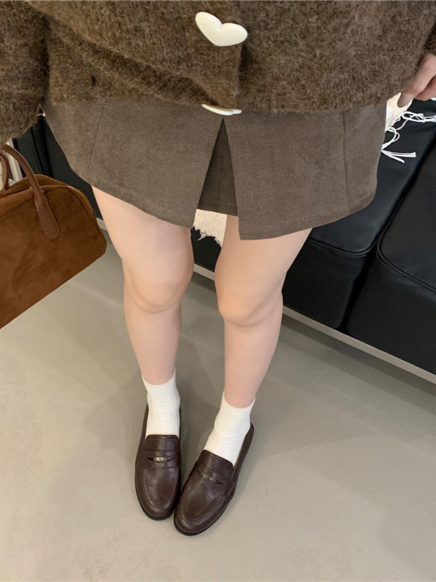 2025 Retro loafers women's popular new Korean version retro gold coins British style college small leather shoes black work shoes