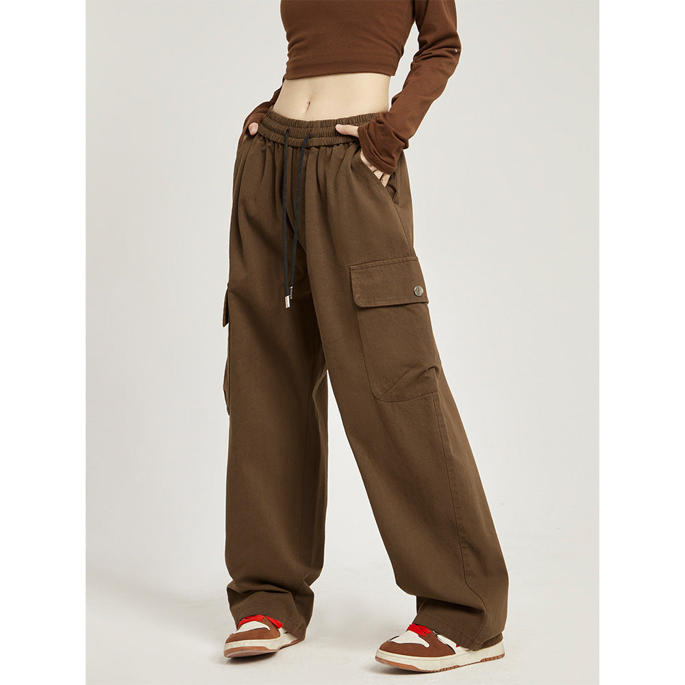 ZllKl American Retro Workwear Casual Pants for Women Spring and Summer New Fashion Brand High Street Hiphop Loose Straight Trousers