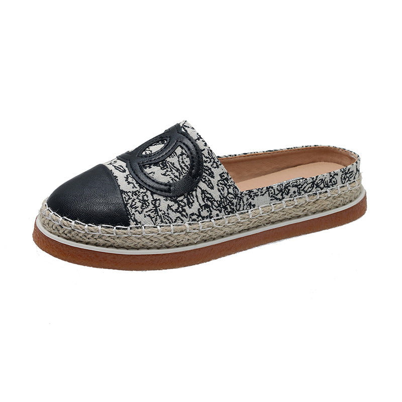 ZllKl Fisherman Shoes Women's Summer Korean Style Versatile Flat Toe Box Cloth Shoes Women's Outer Wear Flat Internet-Famous Slip-on Shoes Tide