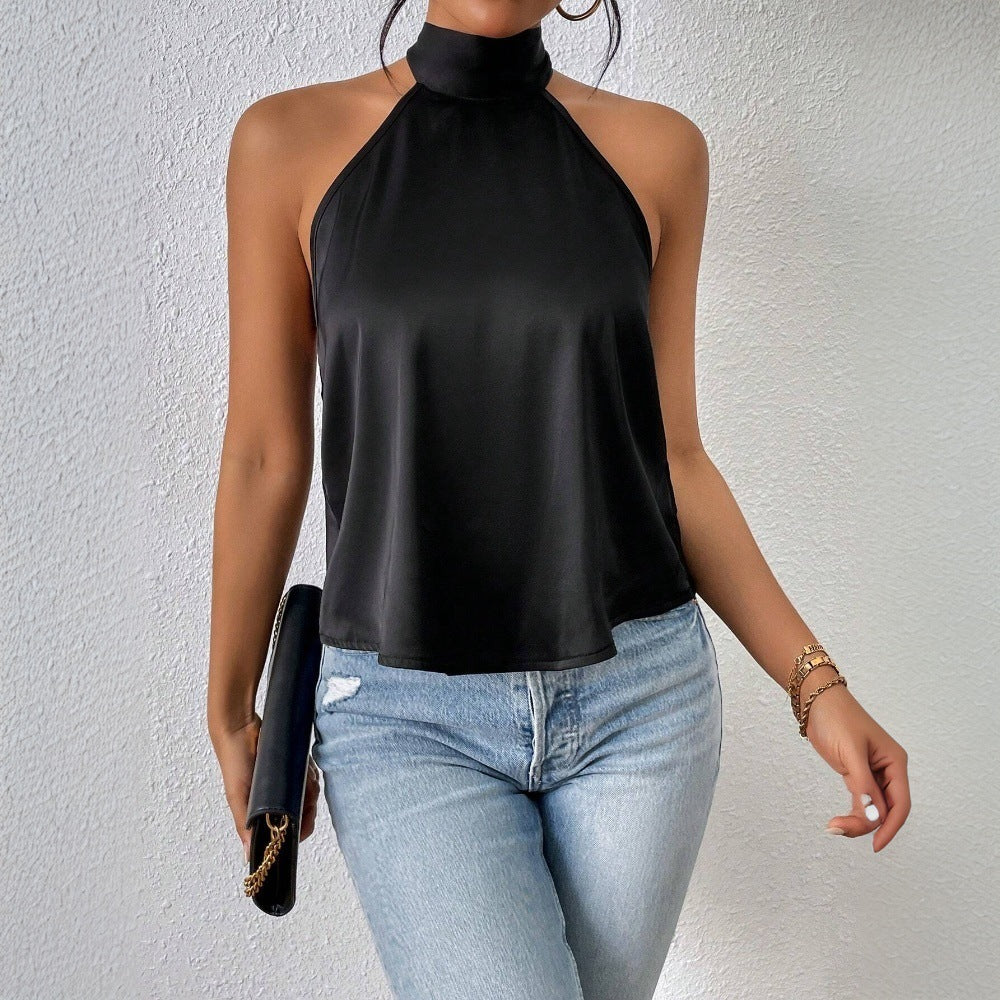 Popular New Hot Sale Women's Clothing Sexy Neck Vest Spring and Summer New Backless Design Beauty Back Top