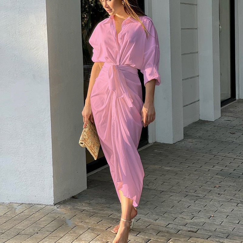 Fd933 in Stock Hot Women's Clothing 2023 Summer Solid Color Sexy MiuMiu Bag Arm Cardigan Shirt Dress