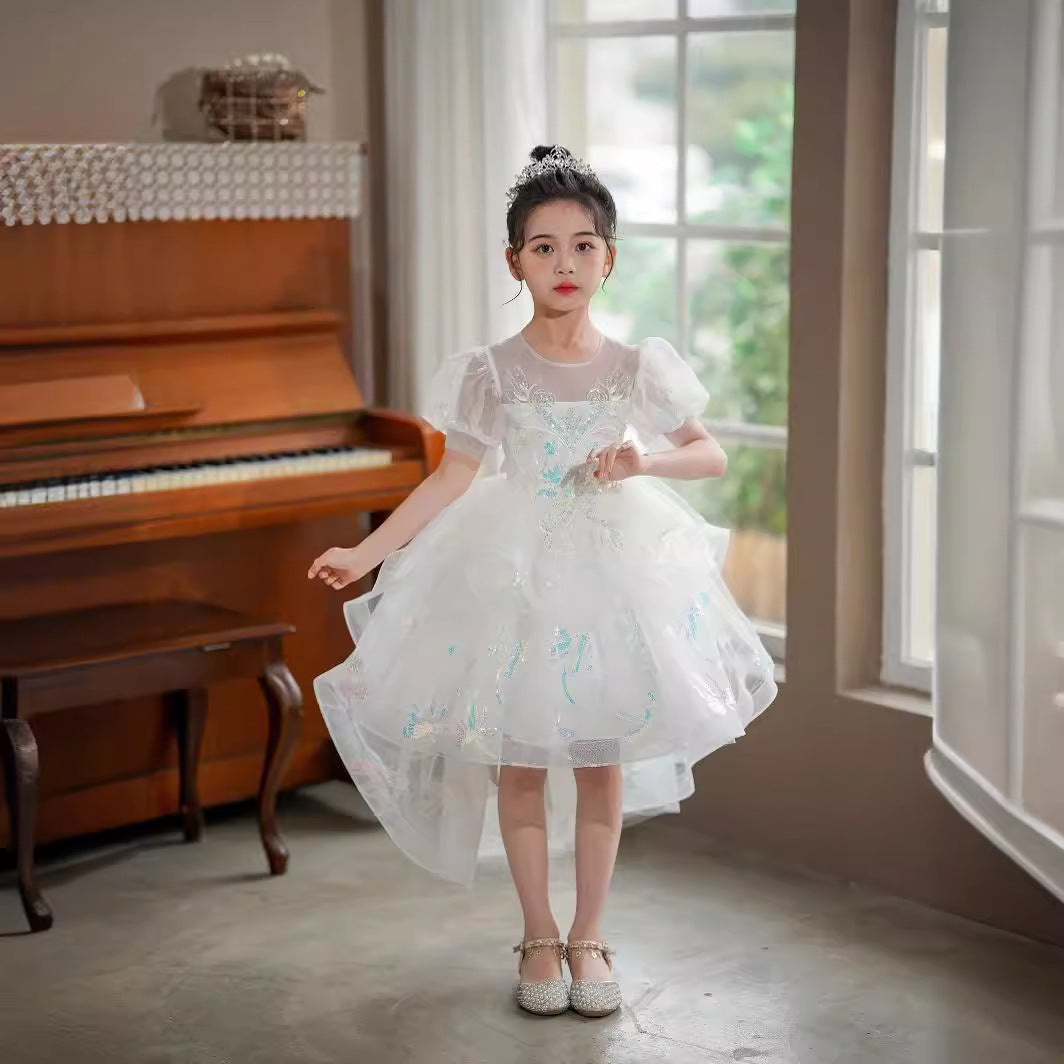 ZllKl Foreign Trade New Princess Flower Girl Wedding Gauze Dress Children's Performance Costume Girls' Dress Birthday Banquet