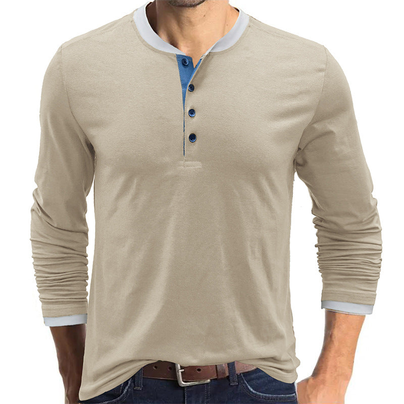 ZLLKL 2025 men's clothing Henry shirt autumn and winter men's long-sleeved t-shirt Popular trade men's t-shirt short-sleeved top clothing wholesale