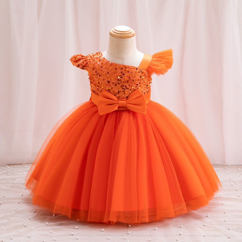 ZllKl Girls' New Princess Mesh Embroidered Children's Dress Children Puff Mesh Birthday Full-Year Formal Dress Wholesale
