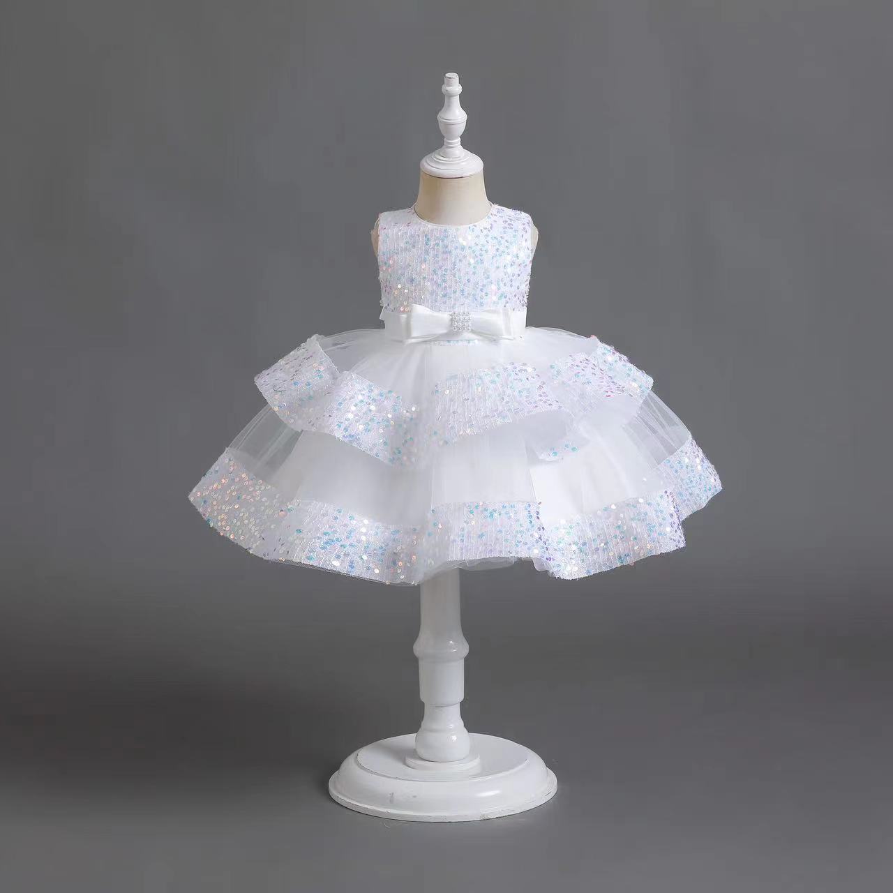 ZllKl Cross-Border New Arrival Red Children's Dress Sequined Princess Dress Baby Girl Birthday Banquet Skirt Girl Performance Wear