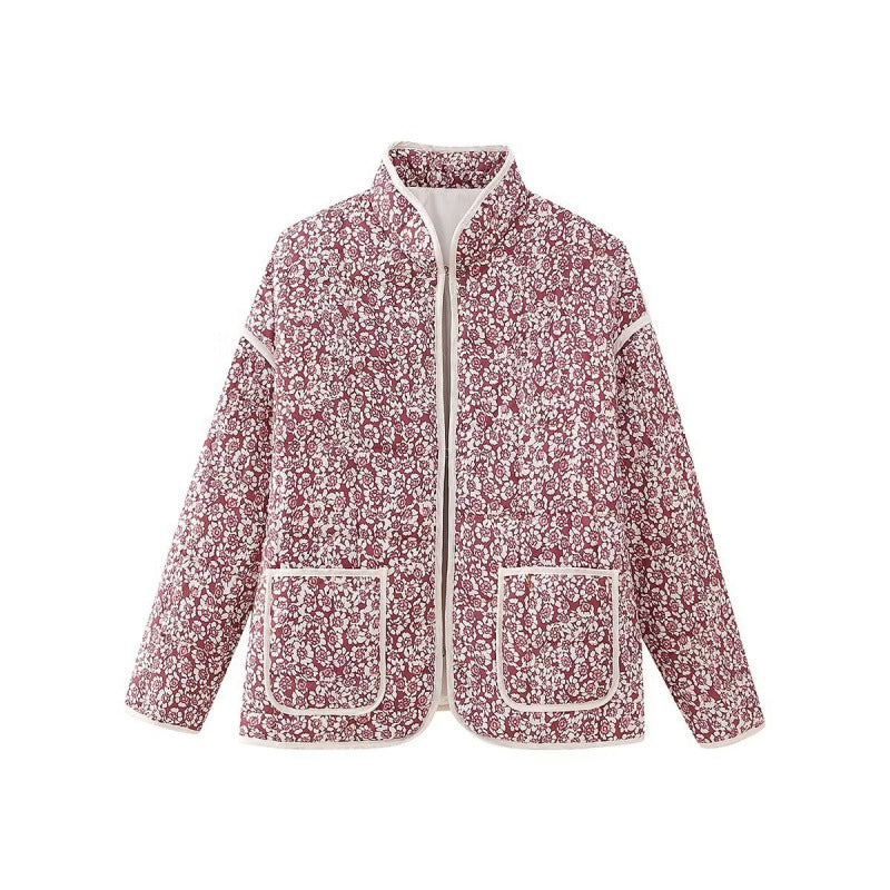 Cross-border 2025 autumn and winter European and American cross-border women's clothing street fashion casual printed cotton-padded jacket w028 6