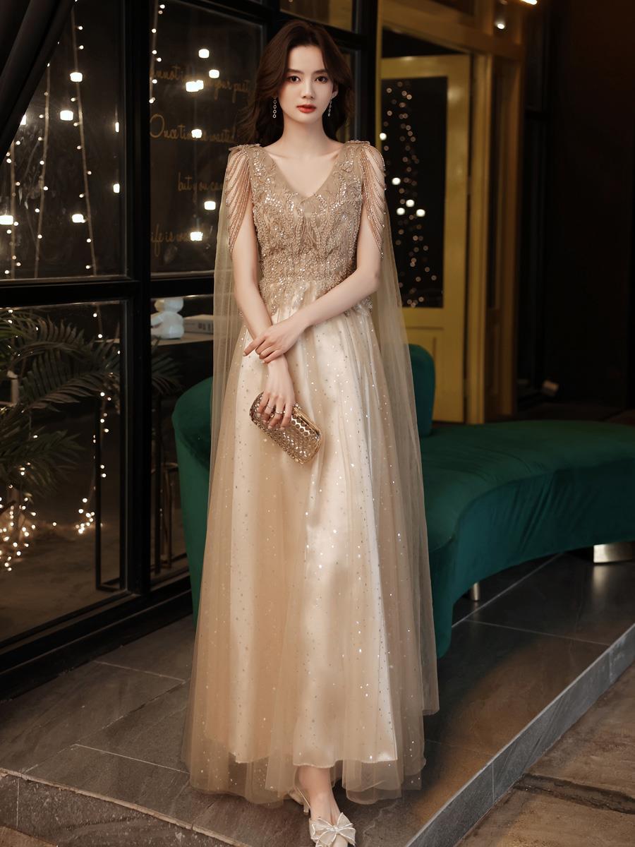 2025 Red toasts 2025 spring new bridal evening dress engagement socialite light luxury niche temperament dress
