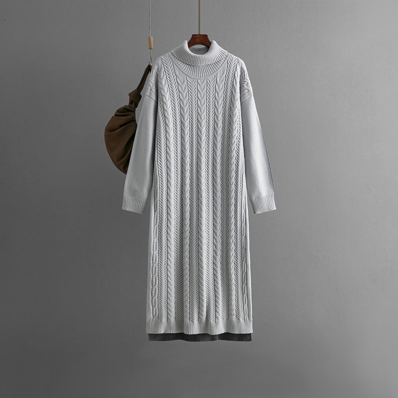 ZllKl women's clothing customization, long sweater women's autumn and winter New new loose thickened twist knitted dress