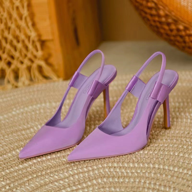 ZllKl Fairy High Heels Women's New Pointed Toe Stiletto Heel Muller Shoes Casual Outdoor Closed Toe Sandals Fashionable Microfiber