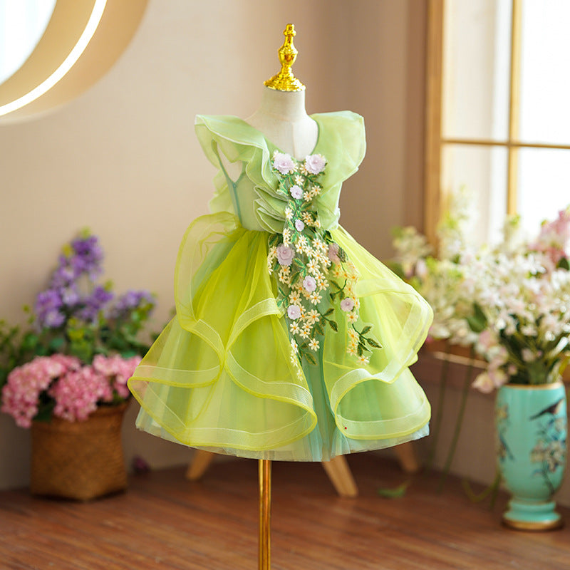 ZllKl Girl's Dress Princess Dress Pettiskirt Children's Catwalk Evening Dress Host Costume for Piano Performance Flower Girl Wedding Dress