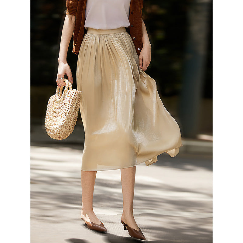 2025 Beauty! Milk pearlescent fairy fluttering skirt summer new women's clothing fashion pendant medium and long skirt