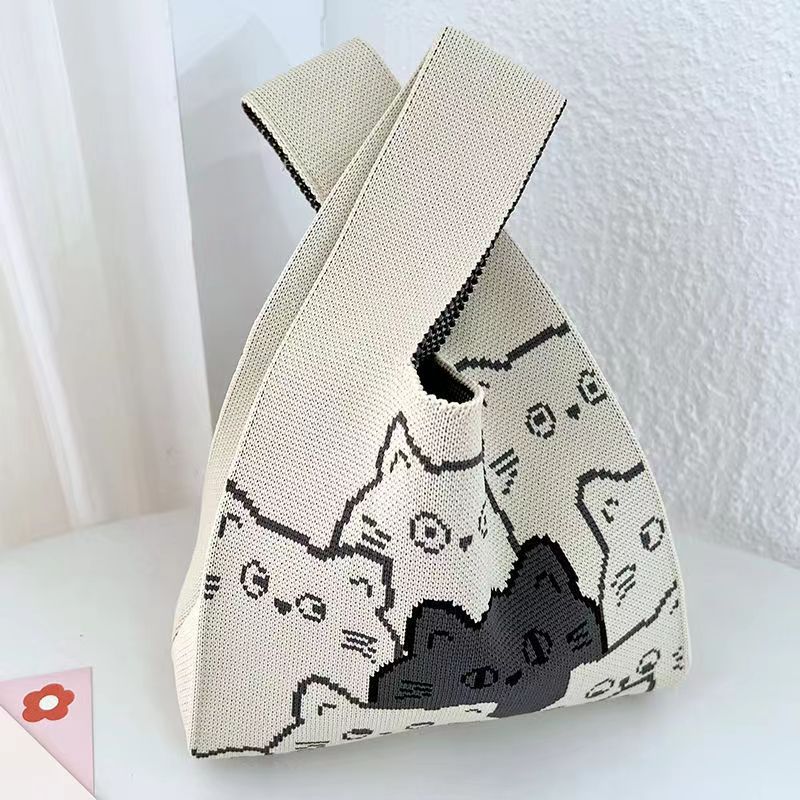 ZllKl Knitted Bag with Hand Gift Bag Handbag Rabbit Hand Bag Ins Large Capacity Gift Bag Small Handbag Wrist