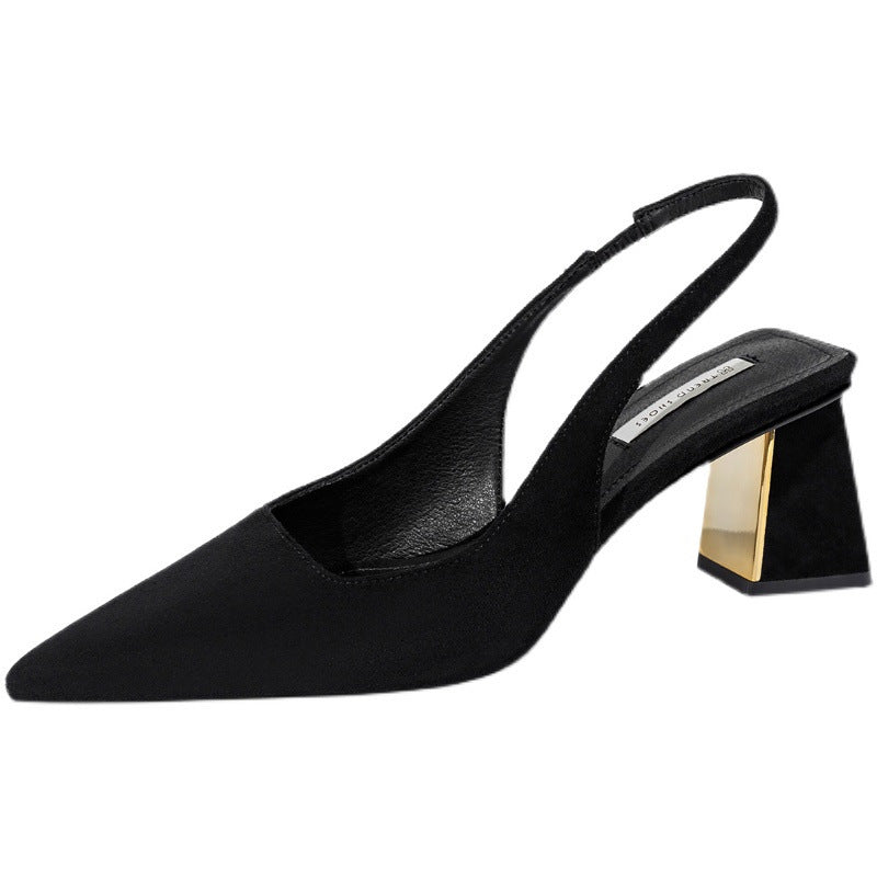 ZllKl Summer New Sexy Peep Toe Chunky Heel Pumps Hollow-out Open Toe Hollowed Sandals Women's High Heels