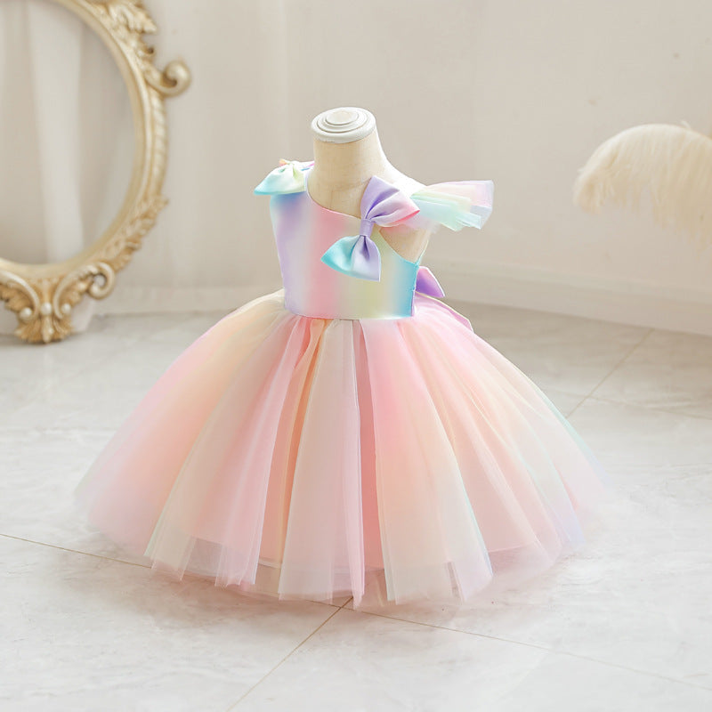 ZllKl Girls' New Princess Mesh Embroidered Children's Dress Children Puff Mesh Birthday Full-Year Formal Dress Wholesale