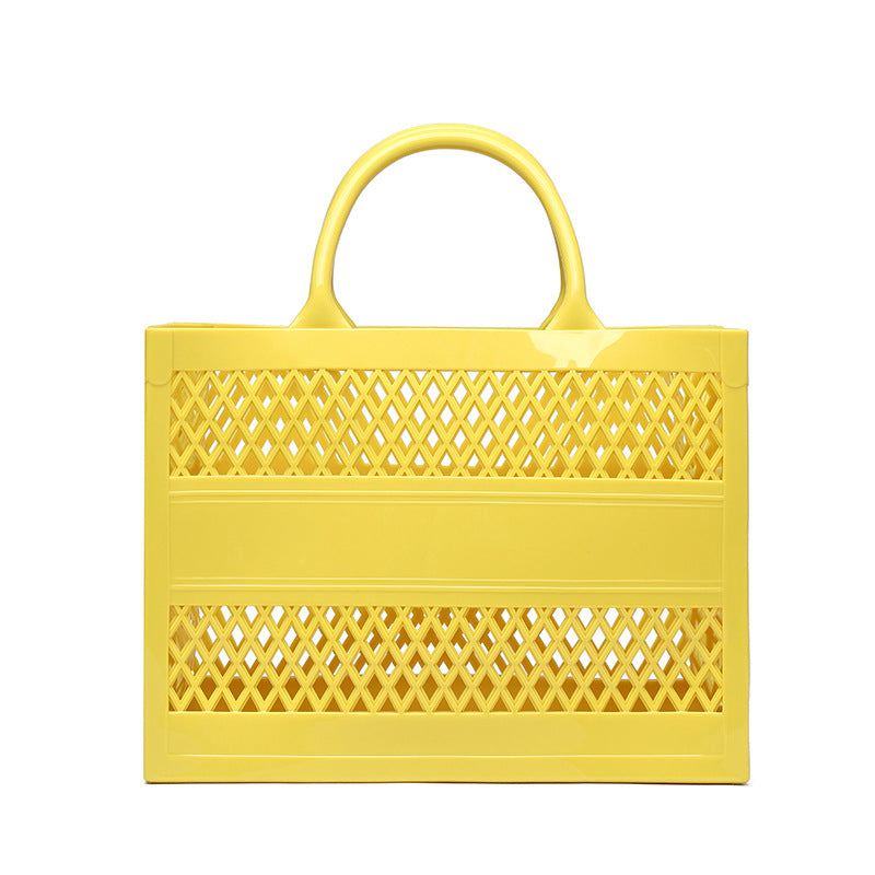 ZLLKL 2025 Trendy PVC Barbie Jelly Bag ins Beach Bag Large Capacity Storage Hollow Beach Bag Shopping Basket Portable Customization