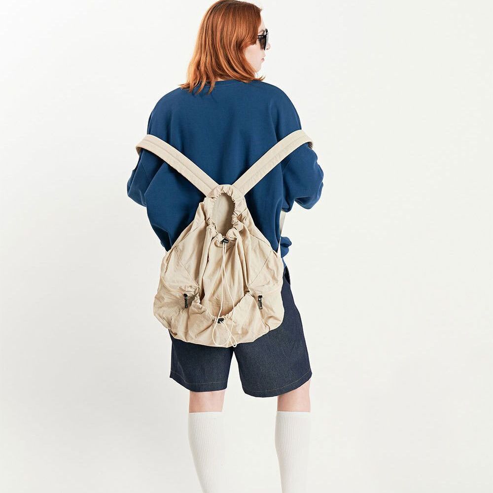Cross-Border New South Korea Niche Student Nylon Backpack Schoolbag Female Large Capacity Travel Drawstring Backpack