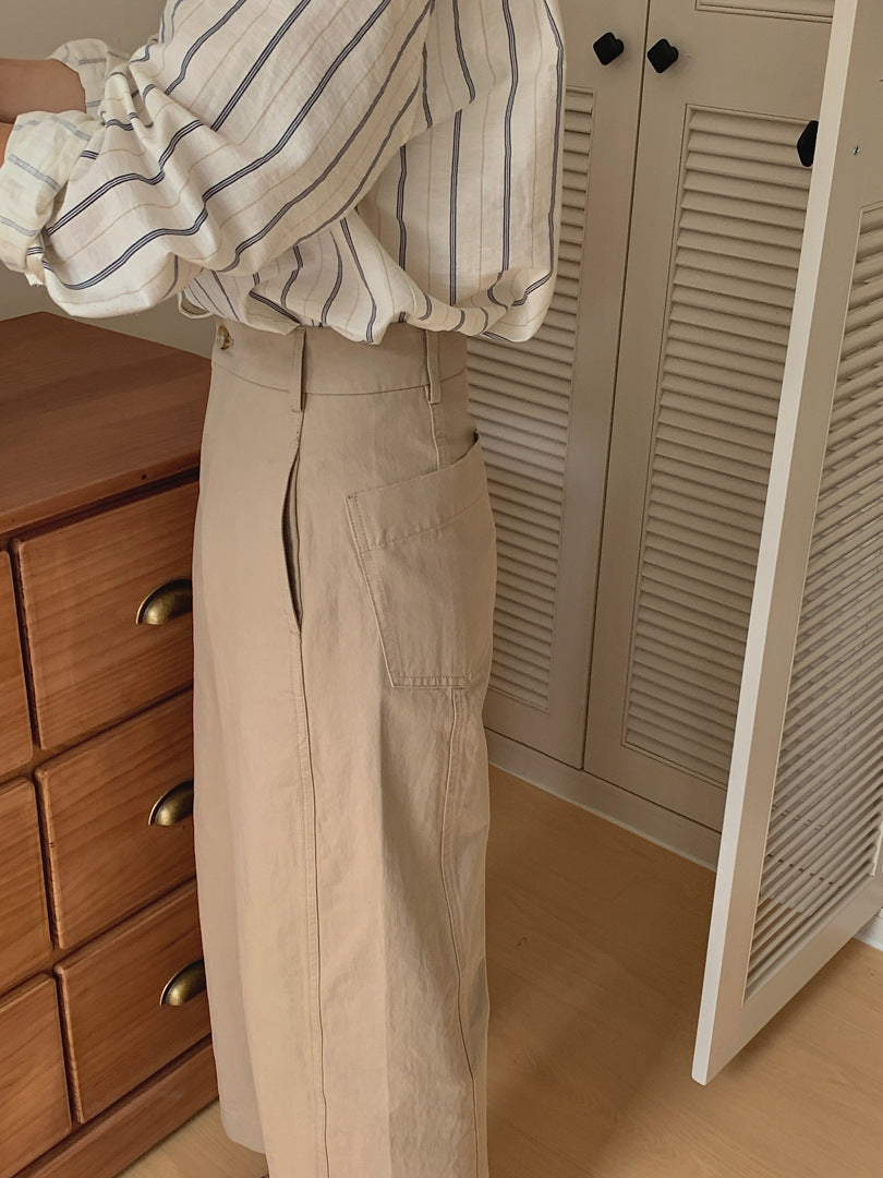ZllKl Gagd Japanese Yamamoto Pants Casual Pants Women's All-Match Multicolor Loose Straight Small Cropped Grandma's Pants Spring