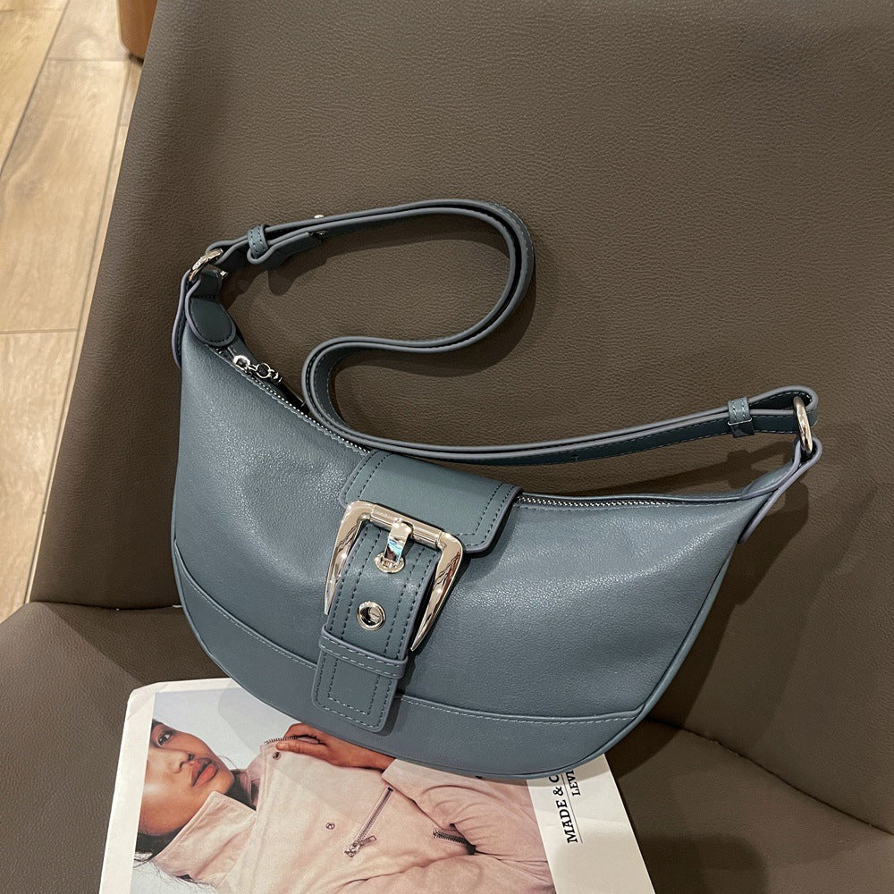 Women's bag retro single shoulder armpit bag new leather messenger bag live broadcast New first-layer calfskin dumpling bag 859