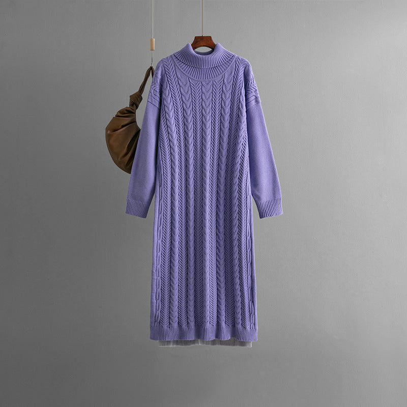 ZllKl women's clothing customization, long sweater women's autumn and winter New new loose thickened twist knitted dress