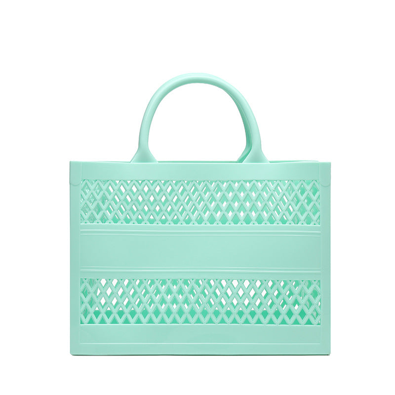 ZLLKL 2025 Trendy PVC Barbie Jelly Bag ins Beach Bag Large Capacity Storage Hollow Beach Bag Shopping Basket Portable Customization