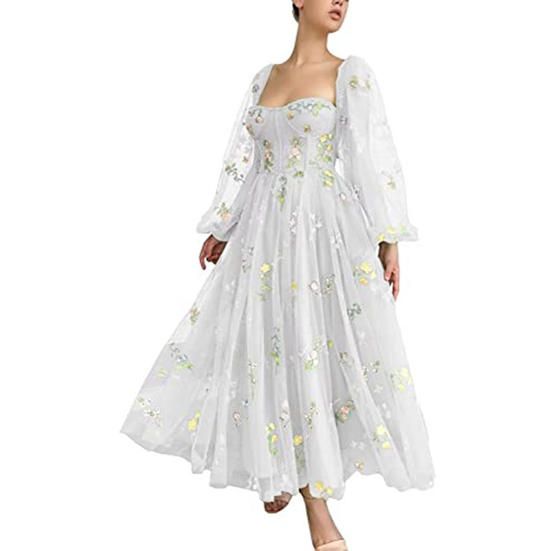 2025 EBAY Popular and Party Ball Evening Dress Lace Embroidery Medium and Long Dress Long Sleeve Evening Dress