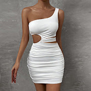 Zllk Cross-Border Women's Clothing European and American Sexy Dress One Shoulder Diagonal Collar Hollow Hip Skirt New Dress