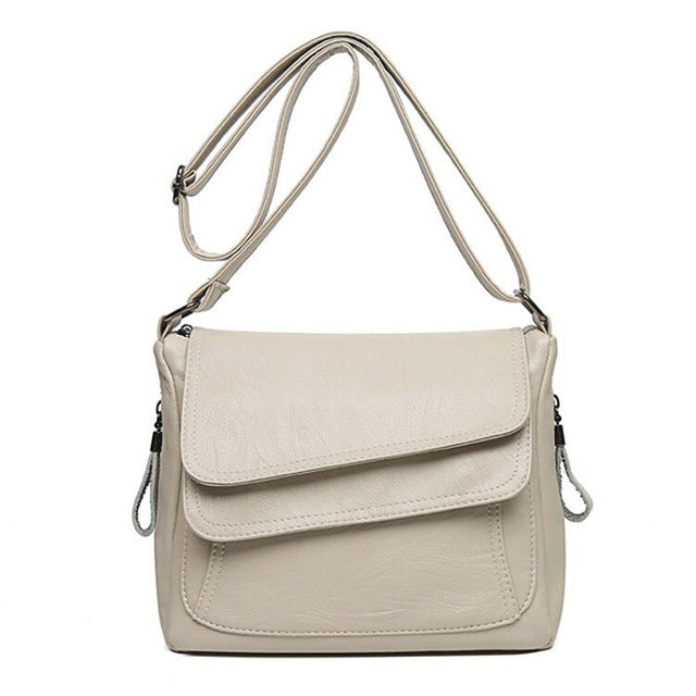 ZllKl Hot Sale Women's Bag Korean Style New Women's Shoulder Bag Soft Leather Cross-Body Bag European and American Small Square Bag Factory Wholesale