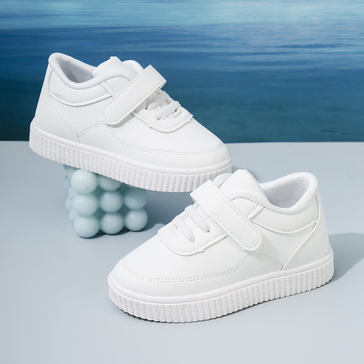 ZllKl Spring and Autumn Single-Layer Shoes Cross-Border White Soft Bottom Toddler Shoes for Children's Shoes Children's Baby Leather Sports White Shoes All Year round