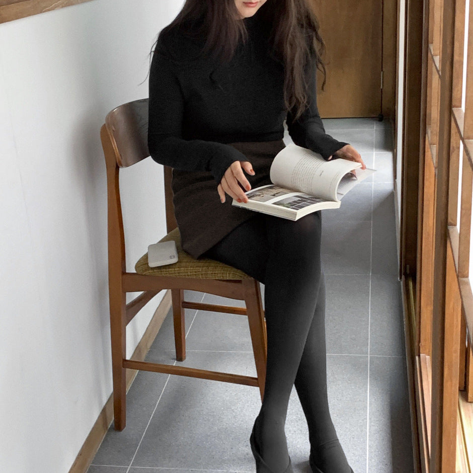 ZLLKL Special semi-turtleneck double-sided German velvet bottoming shirt for women's autumn and winter models with student warm long-sleeved women's tops