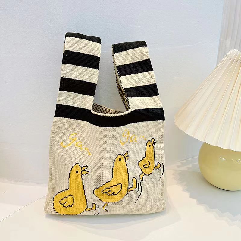 ZllKl Knitted Bag with Hand Gift Bag Handbag Rabbit Hand Bag Ins Large Capacity Gift Bag Small Handbag Wrist