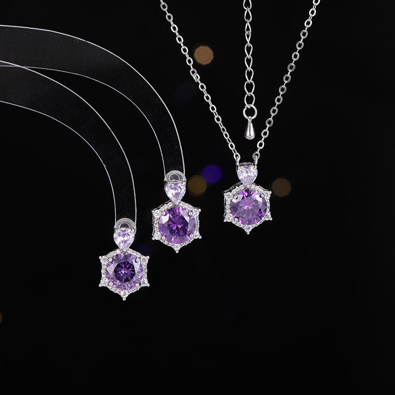 2025 New New star earrings necklace, simple hexagram super flash zircon set, high-end stud earrings jewelry