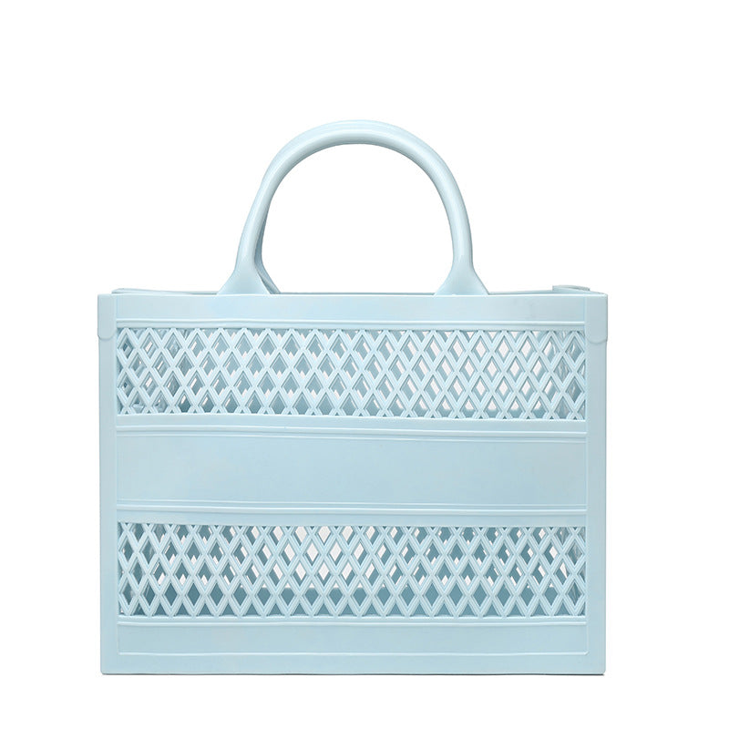 ZLLKL 2025 Trendy PVC Barbie Jelly Bag ins Beach Bag Large Capacity Storage Hollow Beach Bag Shopping Basket Portable Customization