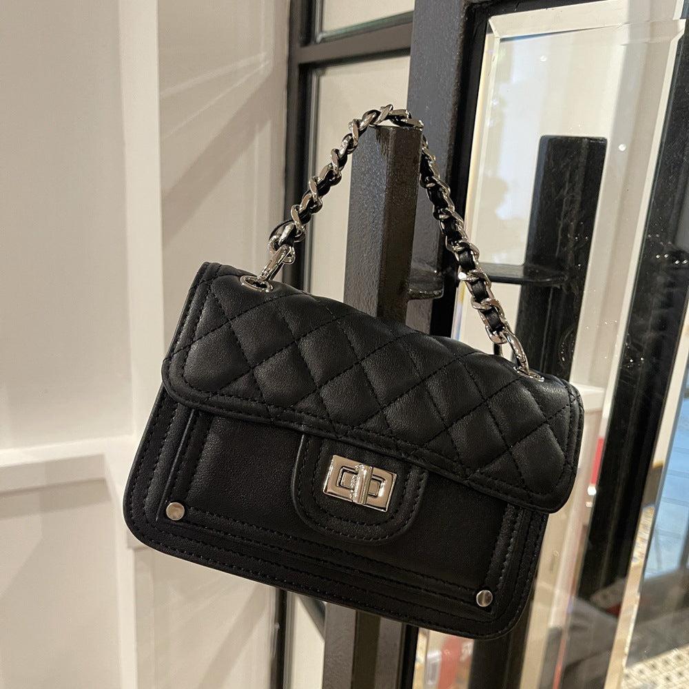 2025 Premium one-shoulder leather small bag Crossbody chain bag first-layer calfskin rhombus bag Small square bag 852
