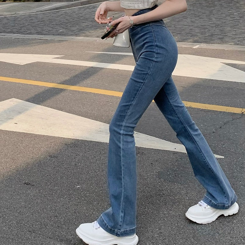 2025 New High Waist Hip Lift Slimming Jeans Women's Stretch Fitted Boot-Cut Pants