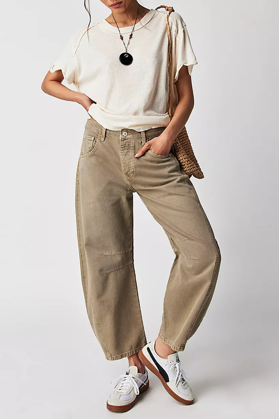 In Stock 2025 Best Seller in Europe and America in Stock Wide Leg Loose Jeans Women's Washed Denim K306