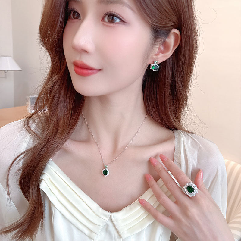 2025 New New star earrings necklace, simple hexagram super flash zircon set, high-end stud earrings jewelry