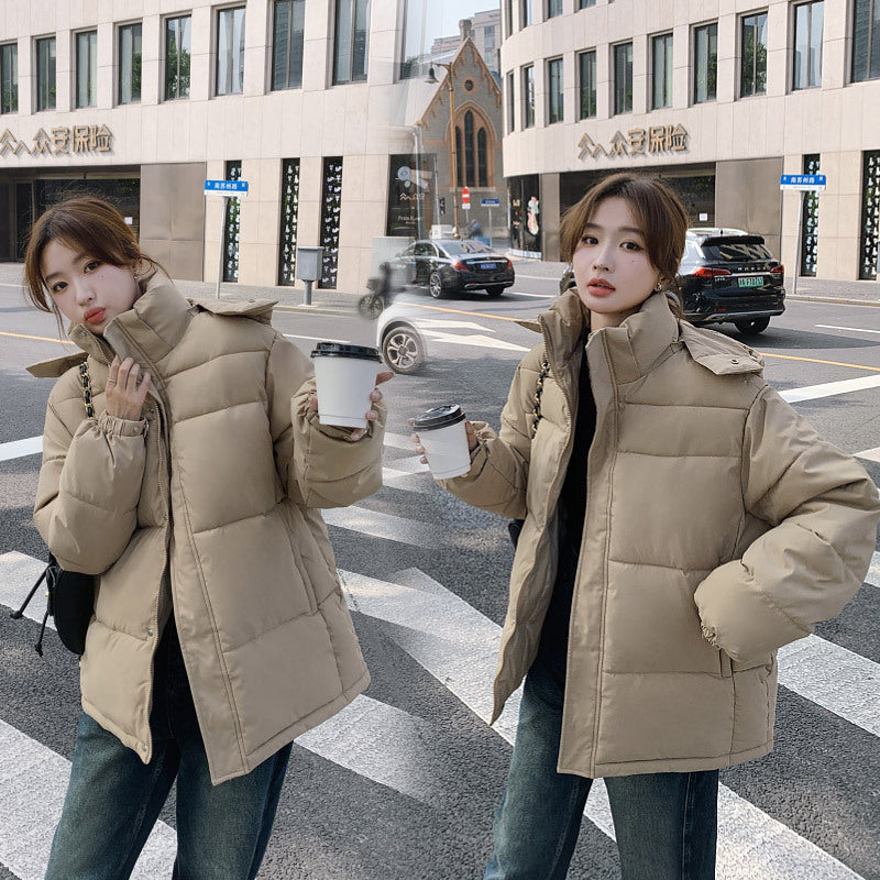 Women's short cotton-padded clothes 2023 winter new cross-border European and American small hooded down cotton-padded clothes women's thickened warm cotton-padded jackets