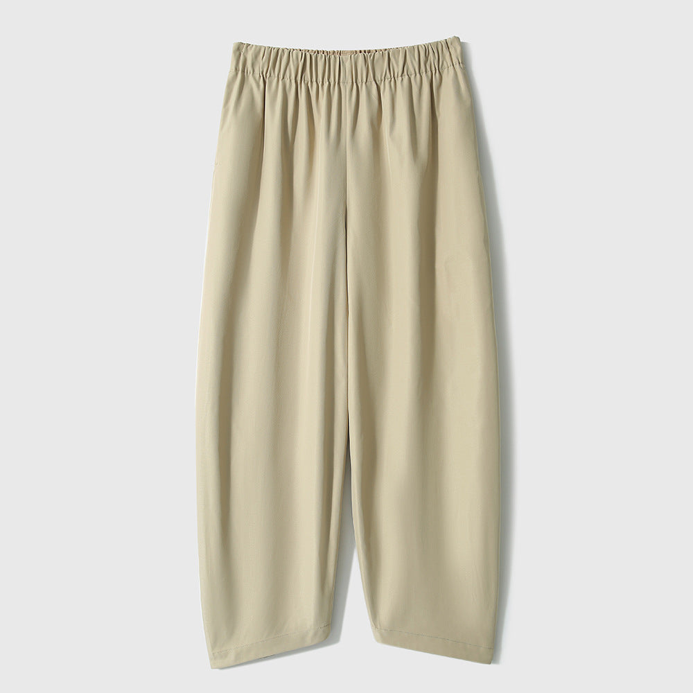 2025 Nine-point pea pants Shu non-picking leg-shaped curved air feeling loose nine-point casual pants women's Harlan pants summer women's clothing