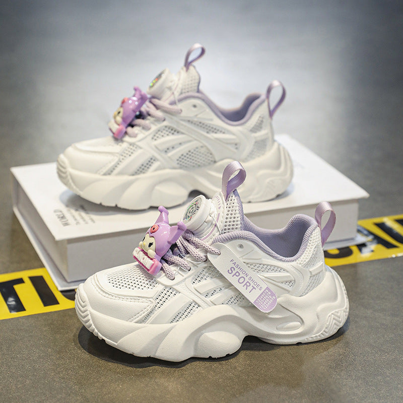 ZllKl Girls Sneaker New Spring and Summer Children's Shoes Breathable Mesh Children Single Mesh Dad Shoes