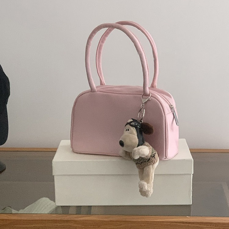 ZLLKL 2025 Korean version of niche temperament silk pink ballet handbag summer trendy handbag pillow bag women's bag
