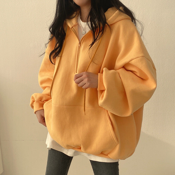 ZLLKL 2025 Wholesale sweater women's new ins Harajuku zipper loose and thin spring, autumn and winter thickened and velvet trendy brand