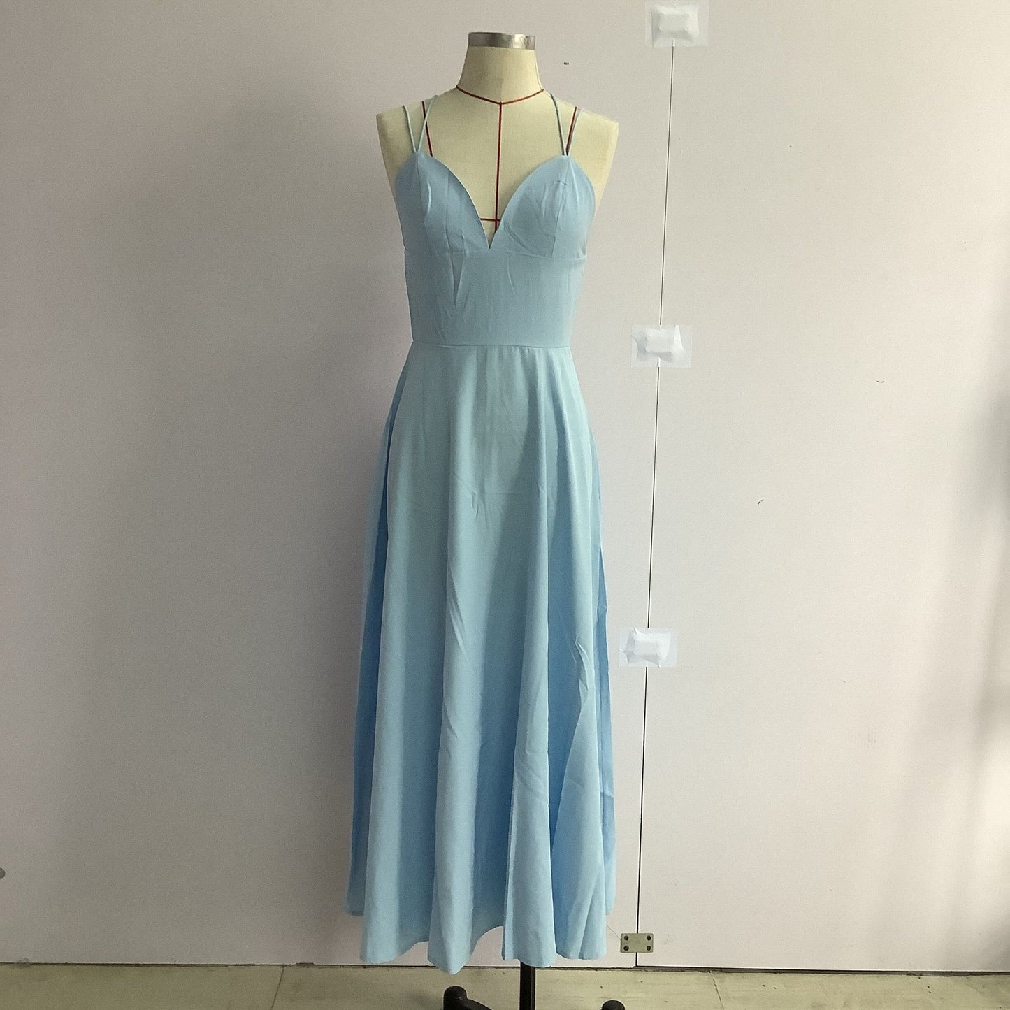 ZllKl Spring/Summer Cross-Border Women's Clothing Solid Color Hepburn Style Strap Dress Tube Top Stitching Midi Dress