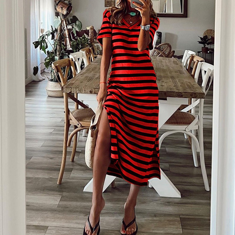 ZllKl Spring European and American Style Wish Best Selling Women's Clothes Cross-Border Slit Loose Printed Skirt New Jumpsuit