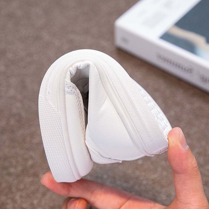 ZllKl Children's White Shoes Autumn New Korean Style Primary School Student Soft Bottom White Board Shoes Boys and Girls Sports Shoes