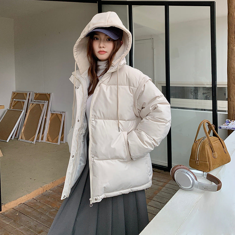 European and American live-sleeved down cotton clothes women's short 2025 autumn and winter new thickened bread clothes two wear cotton clothes vest jacket