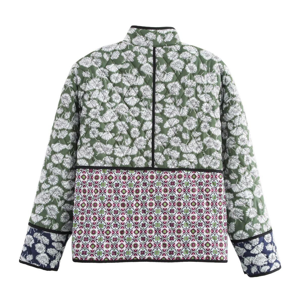 European and American cross-border wholesale 2025 winter new women's clothing small floral multi-color printing loose cotton-padded coat women